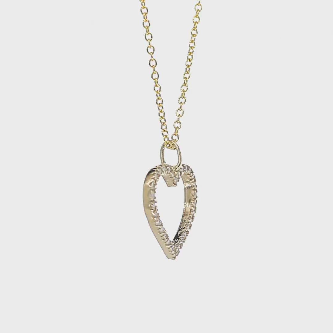 Artisan Handmade 14K Solid Gold Genuine Diamond Heart Pendant / Necklace Mothers Gold Heart Pendant, Love Necklace Heart Pendant - 0.10 cttw
