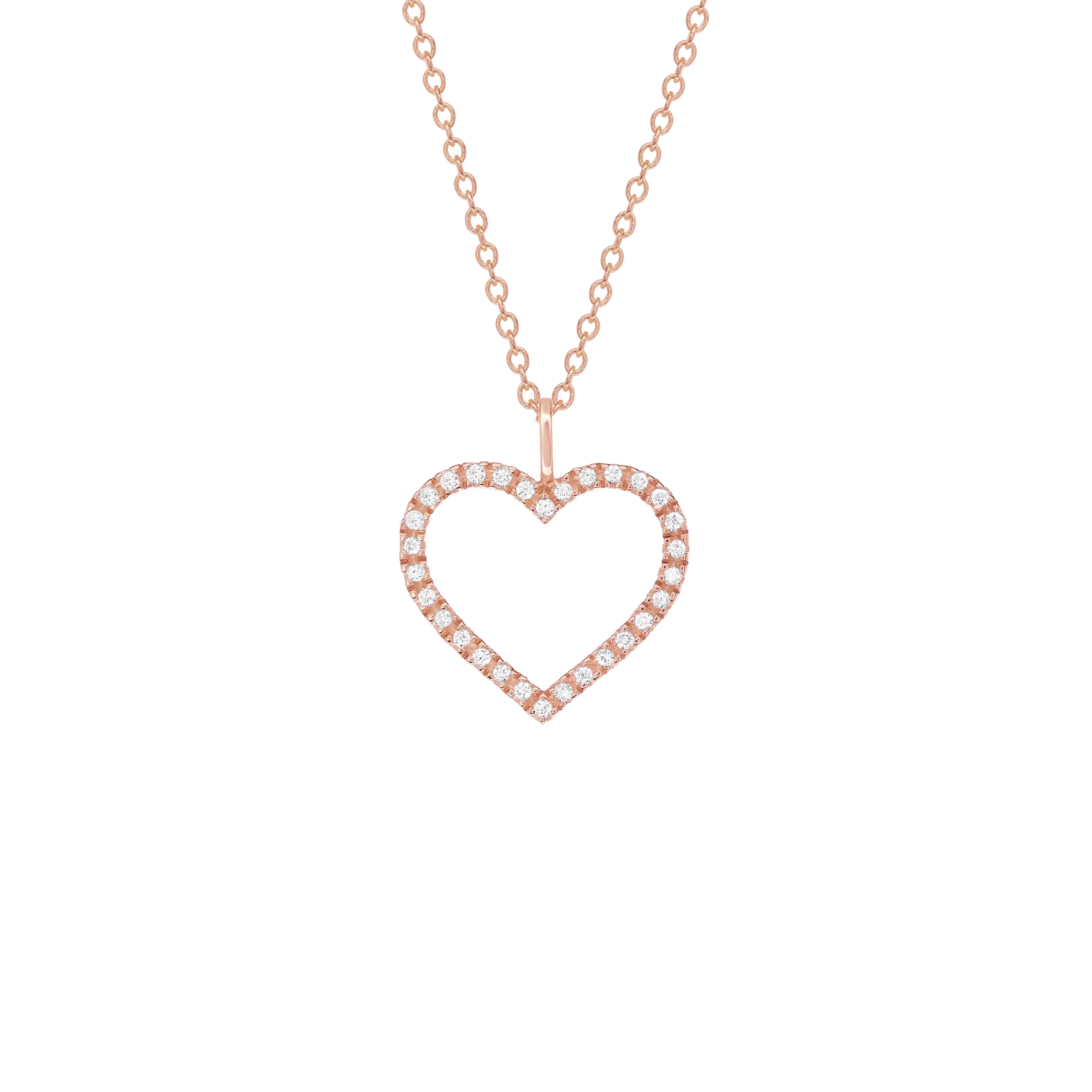 Rose Gold Heart Romantic Diamond Necklace Handmade-Medium