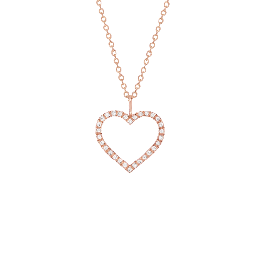 Artisan Handmade 14K Solid Gold Genuine Diamond Heart Pendant / Necklace Mothers Gold Heart Pendant, Love Necklace Heart Pendant - 0.10 cttw