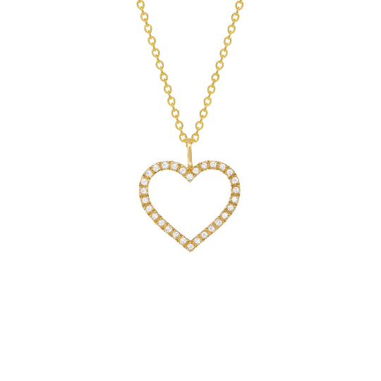 Artisan Handmade 14K Solid Gold Genuine Diamond Heart Pendant / Necklace Mothers Gold Heart Pendant, Love Necklace Heart Pendant - 0.10 cttw