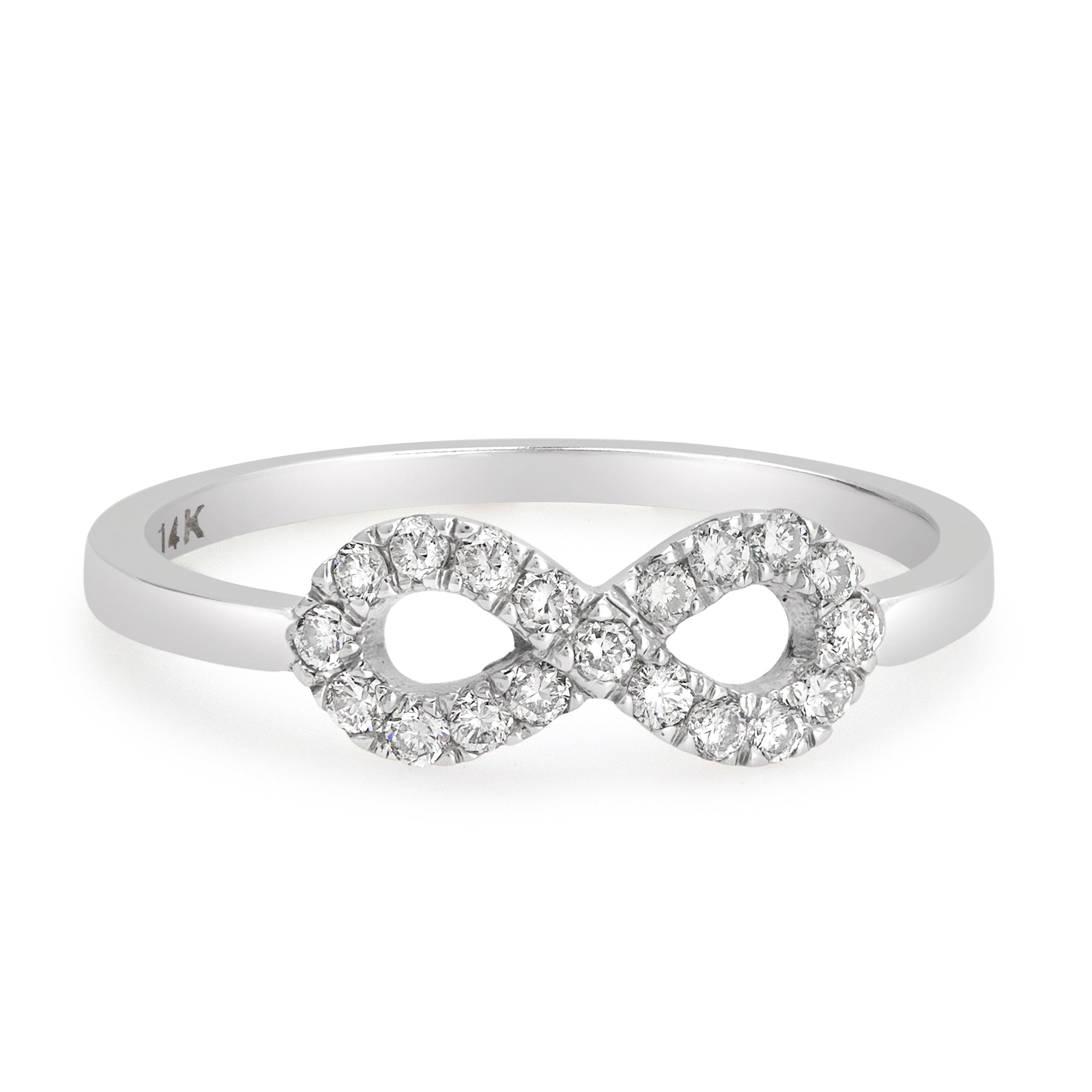 White Gold Infinity Round Diamond Eternity Love Wedding Band Ring