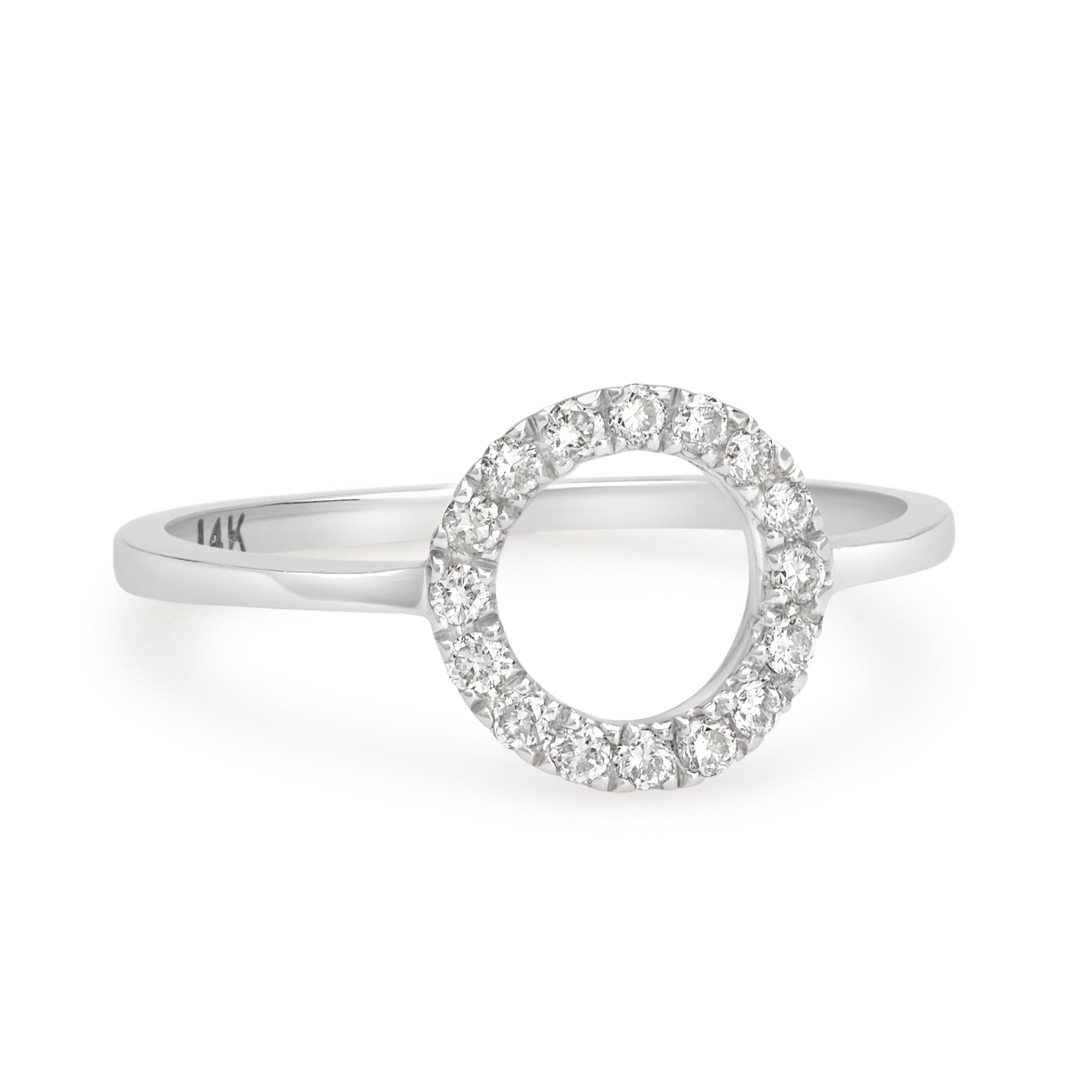 White Gold Circle Round Diamond Modern Fashion Ring