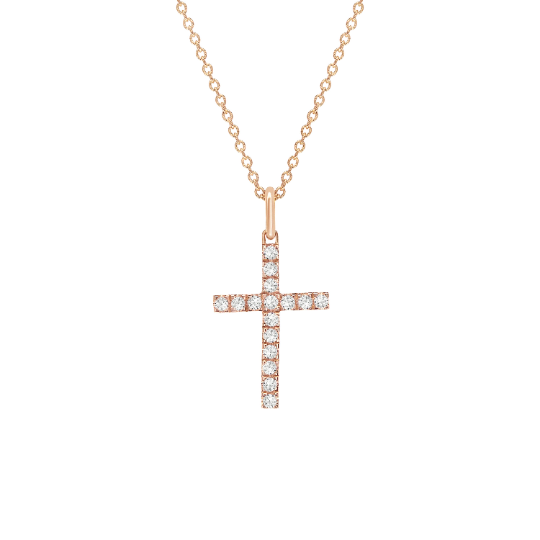 14k Diamond Necklace, Tiny Cross Necklace, Minimalist Simple Cross, Baptism Confirmation Communion Gift, Religious Pendant, Gold Necklace